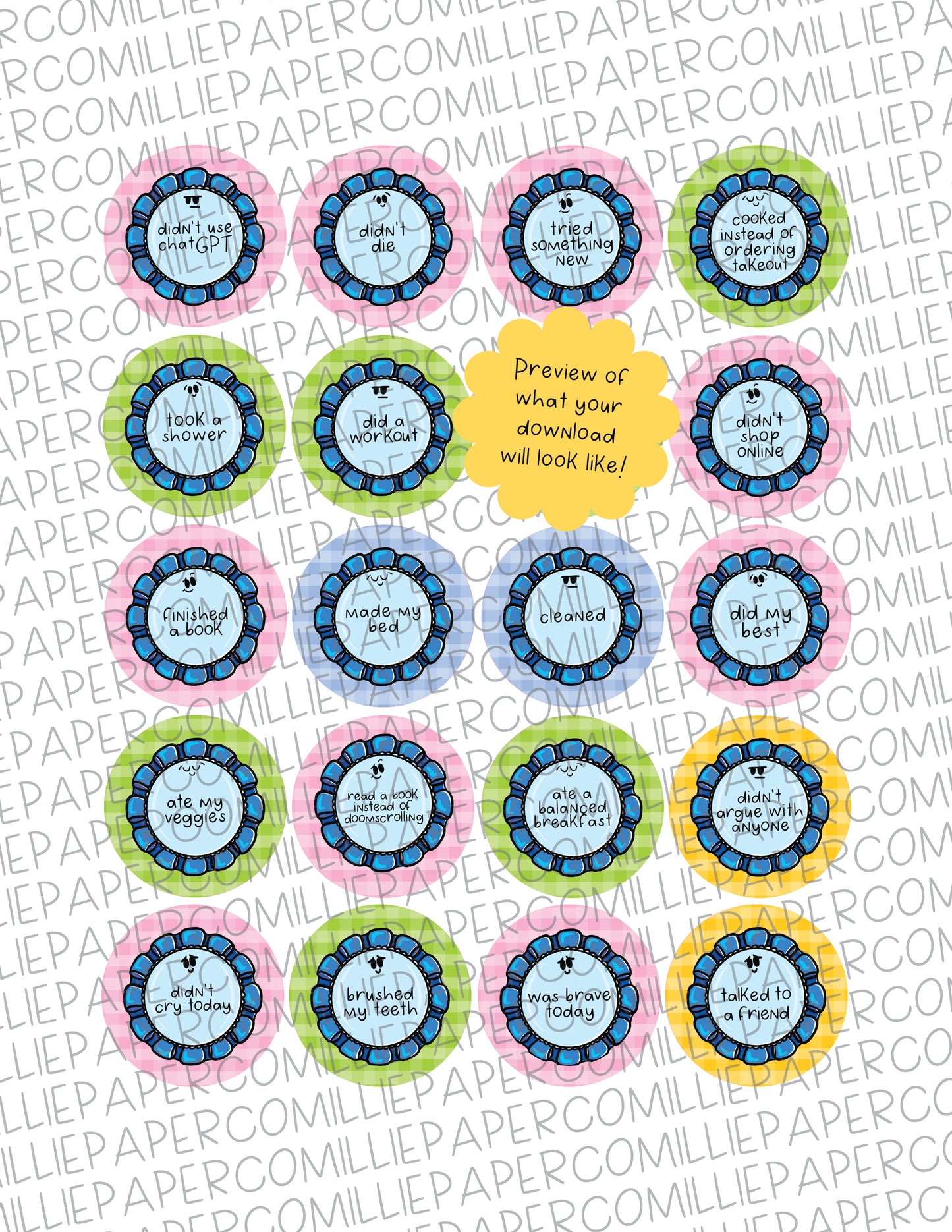 Small Wins DIGITAL DOWNLOAD Calendar Button Fridge Magnets