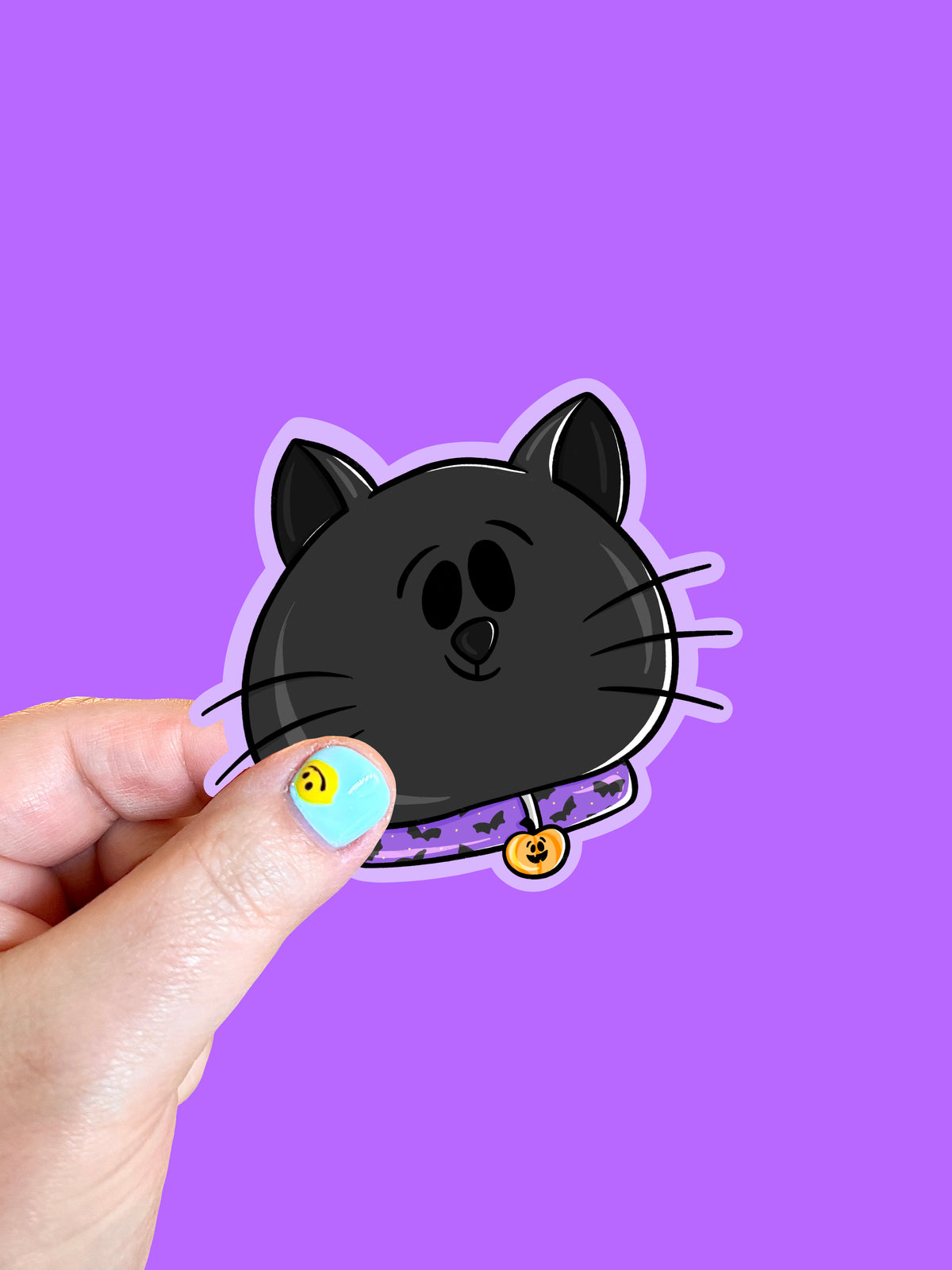 Black Cat Head Vinyl Sticker