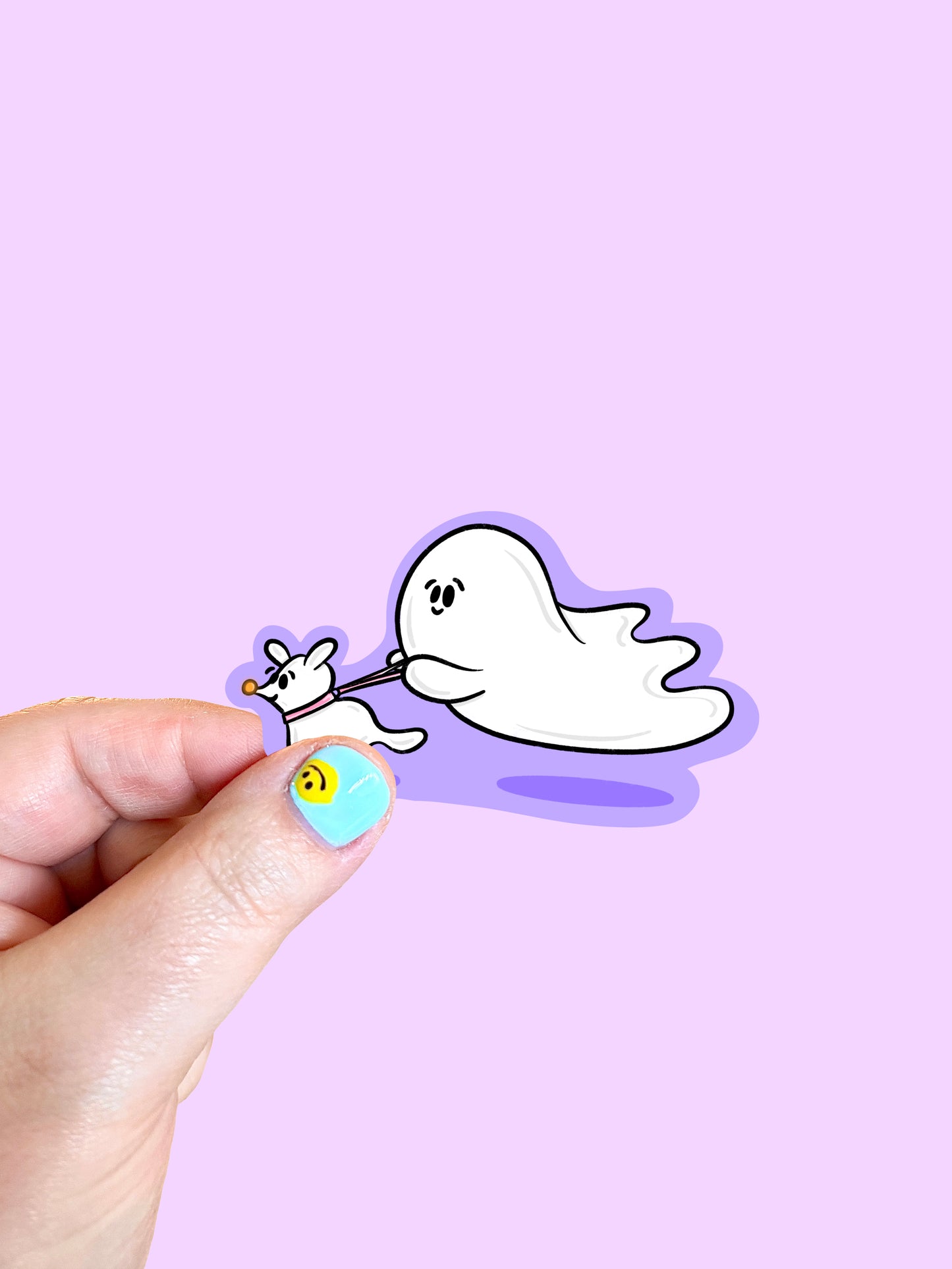 Dog Walking Ghost Vinyl Sticker