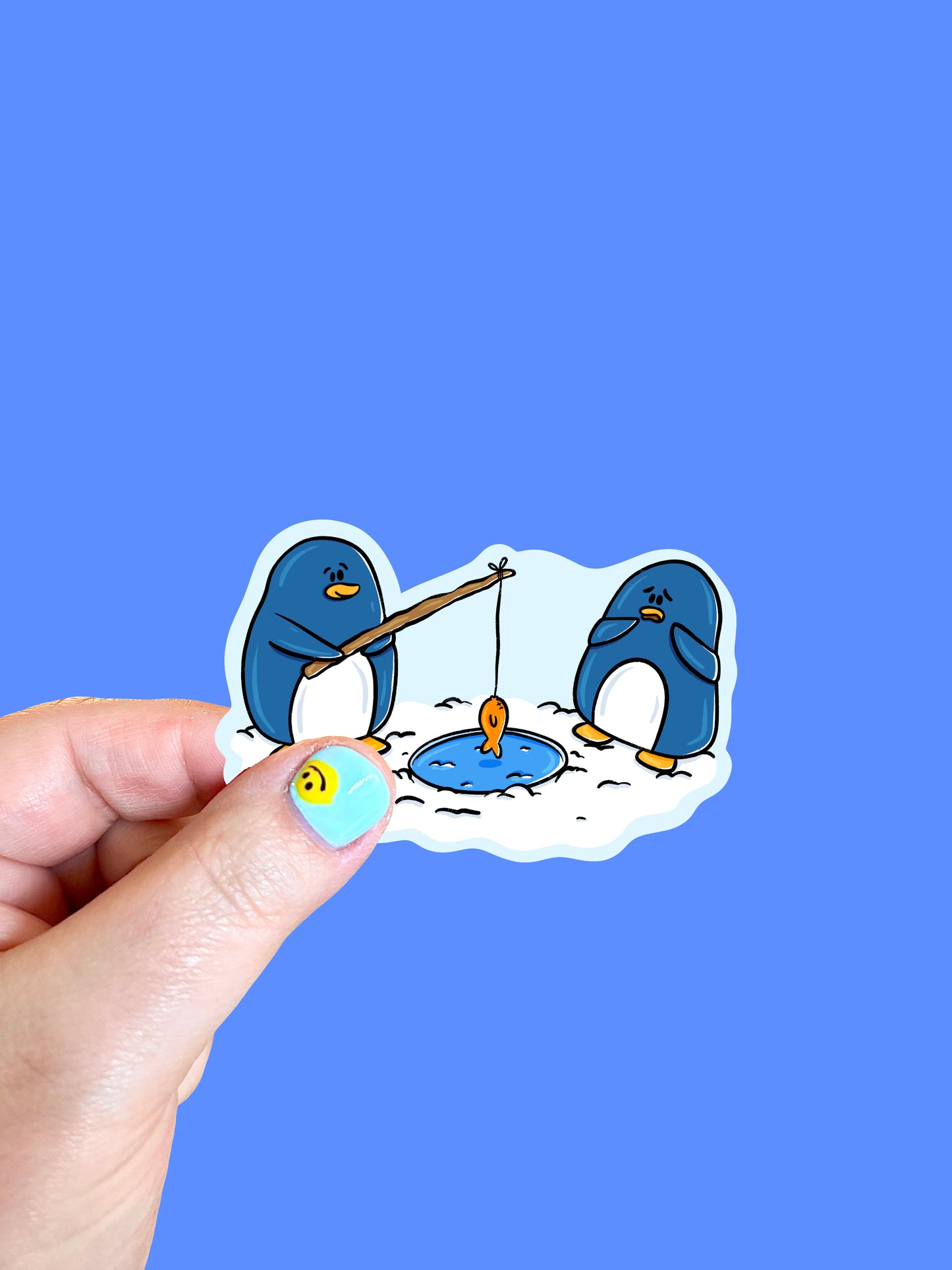 Fishing Penguins Vinyl Sticker