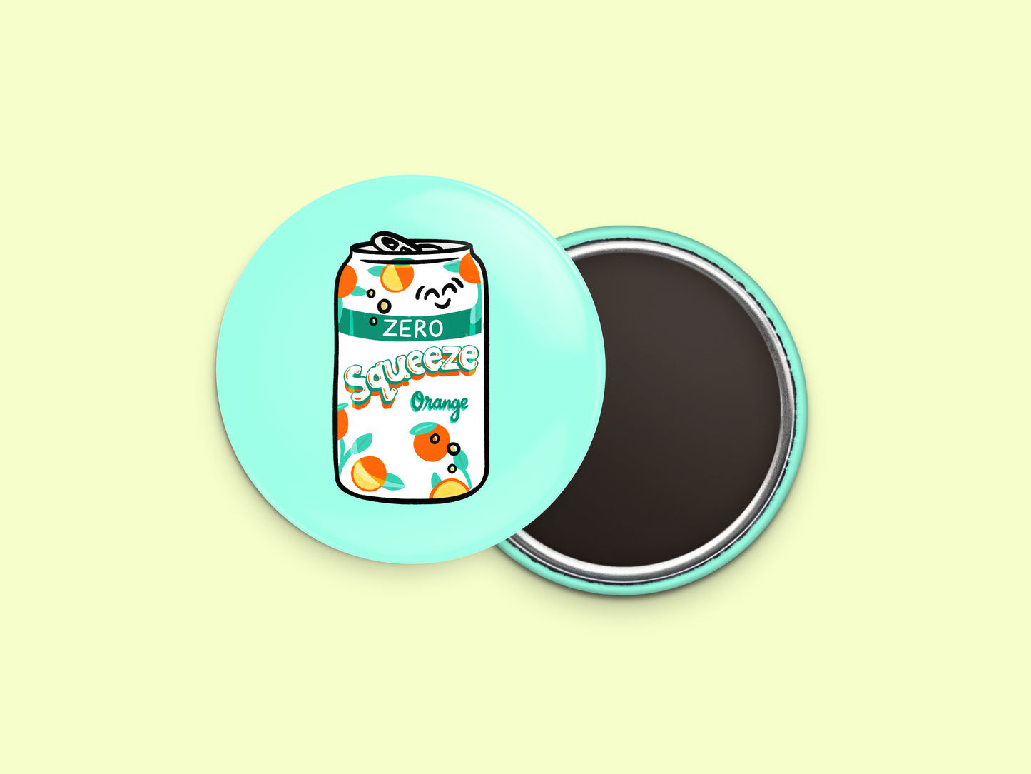 Squeeze Orange Soda Zero Sugar Button Fridge Magnet
