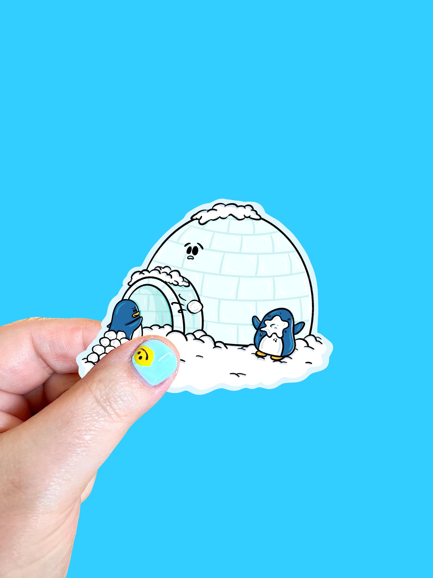 Snowball Fight Penguins Vinyl Sticker