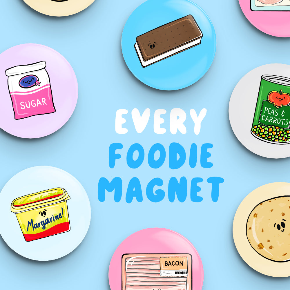 EVERY FOODIE MAGNET Whole Set Button Fridge Magnets