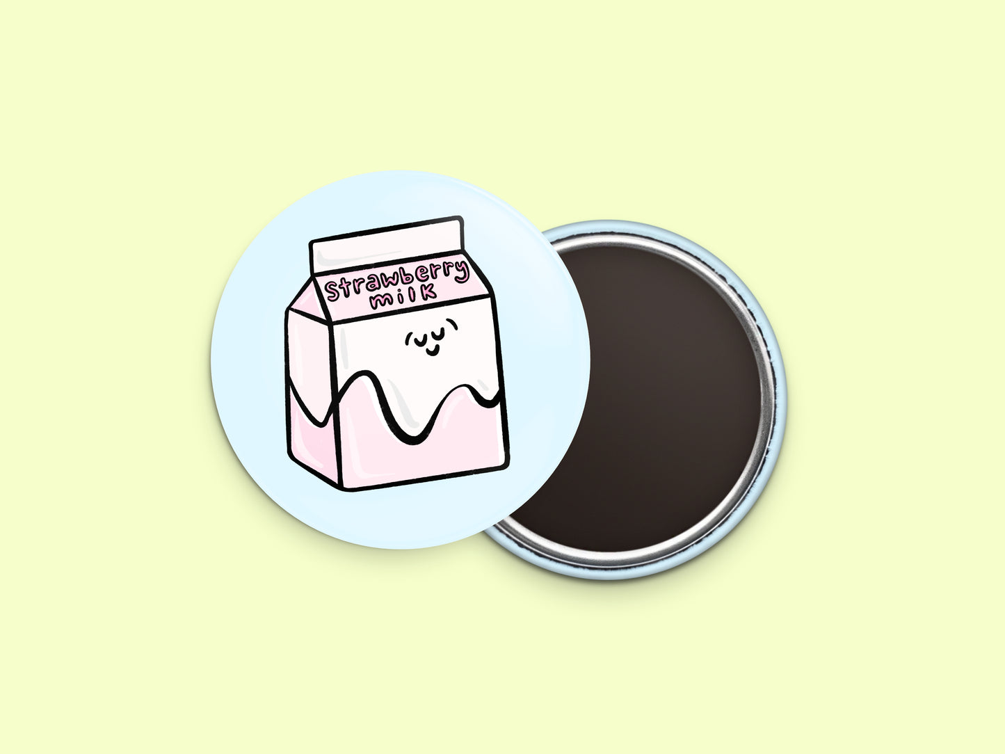 Strawberry Milk Button Fridge Magnet