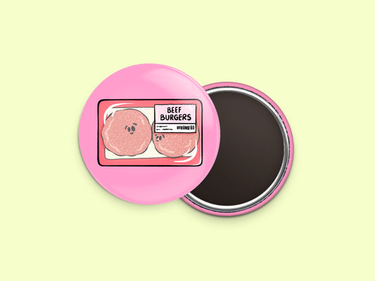Beef Burger Patties Button Fridge Magnet