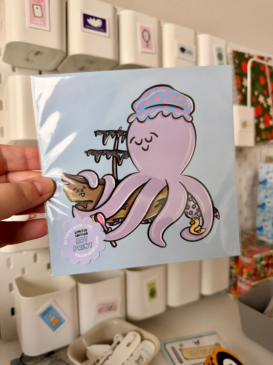 Octopus Bath Time Art Print