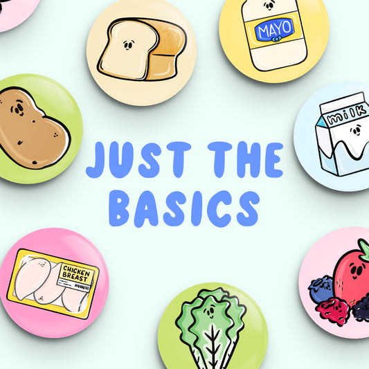 Whole Set BASICS Button Fridge Magnets