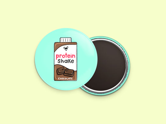 Chocolate Protein Shake Button Fridge Magnet