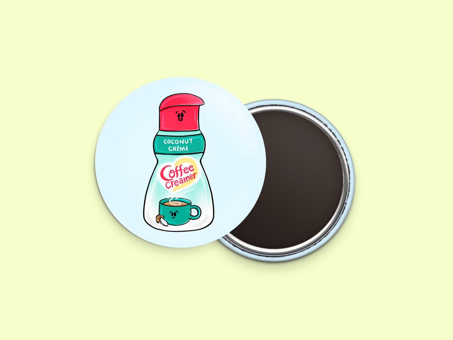 Coconut Creme Coffee Creamer Button Fridge Magnet