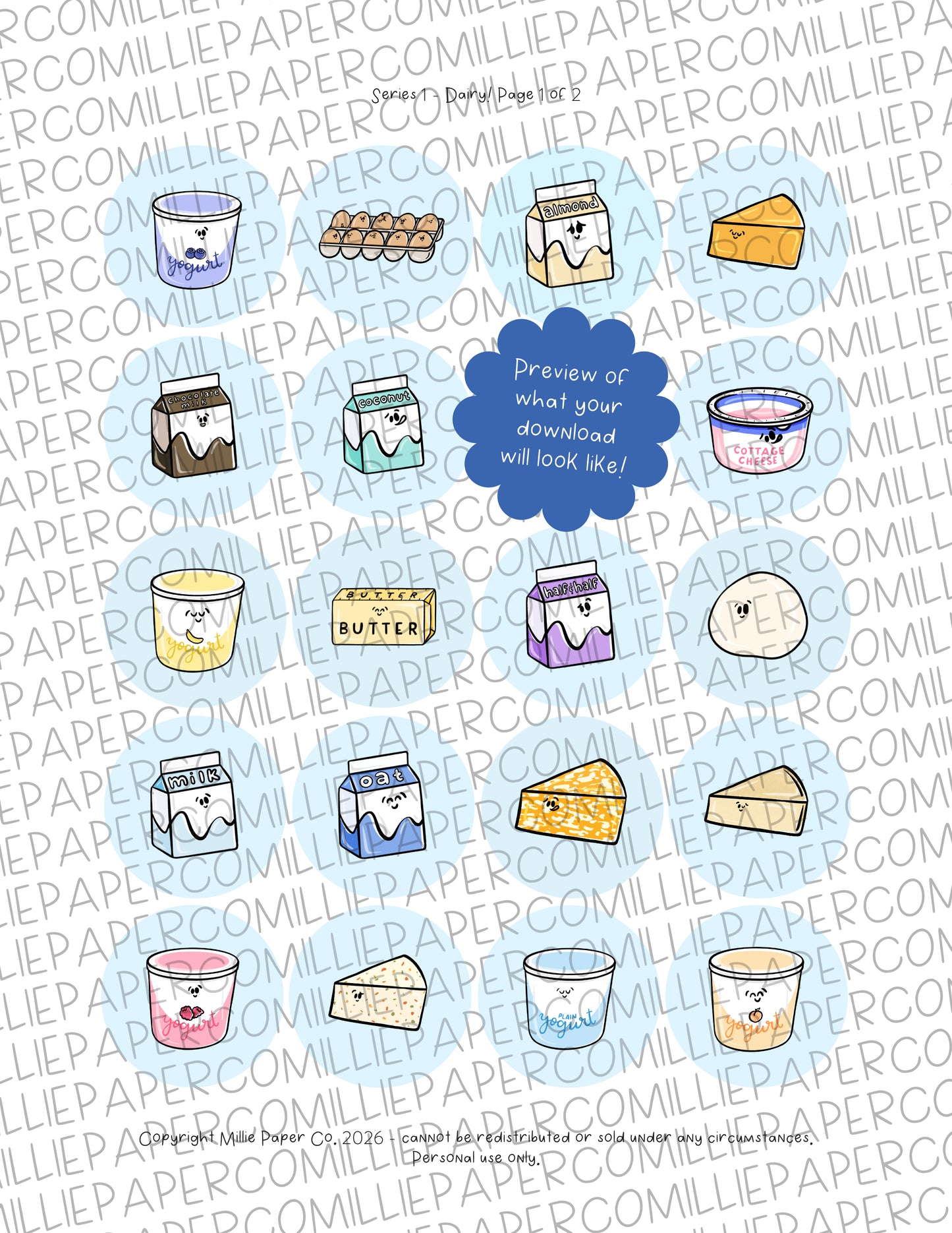 Series 1 Dairy DIGITAL DOWNLOAD Button Fridge Magnets