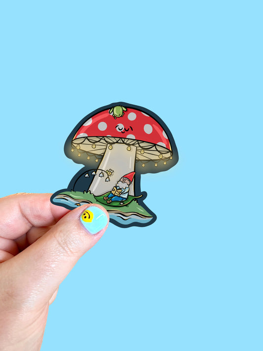 Mushroom Gnome Vinyl Sticker