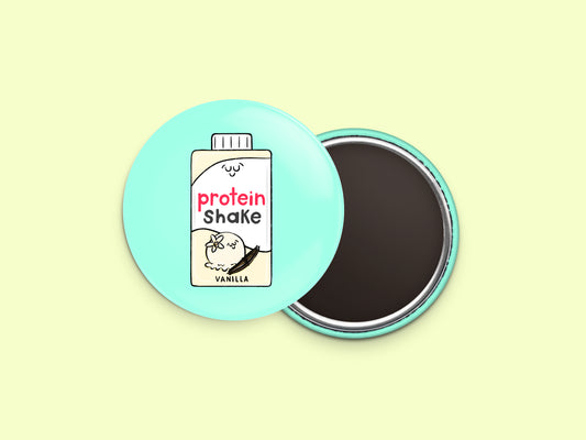 Vanilla Protein Shake Button Fridge Magnet