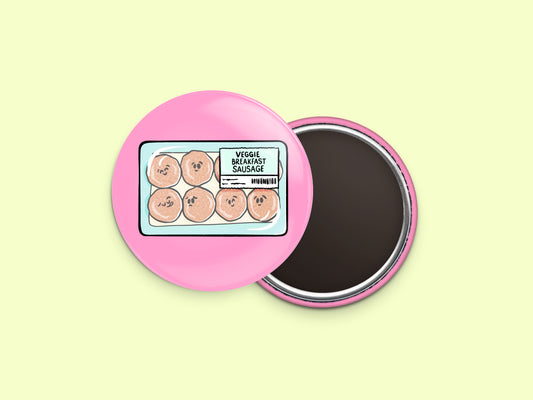 Veggie Breakfast Sausage Patties Button Fridge Magnet