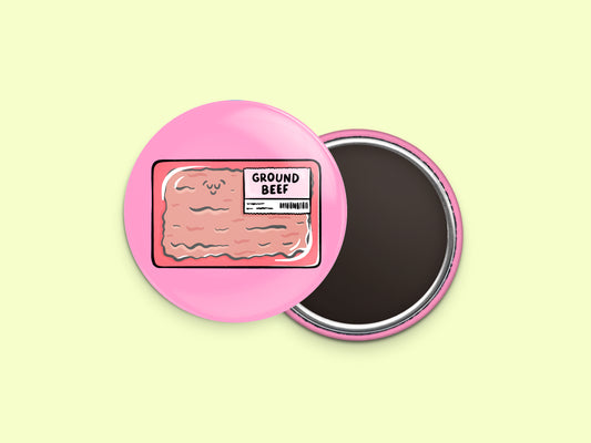 Ground Beef Button Fridge Magnet