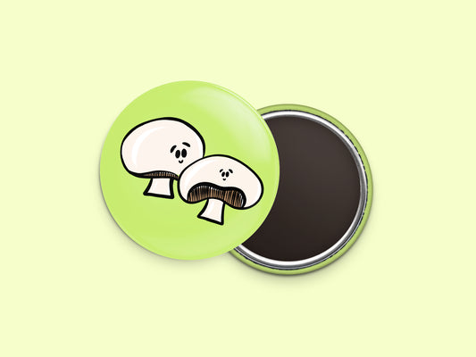 White Mushrooms Button Fridge Magnet